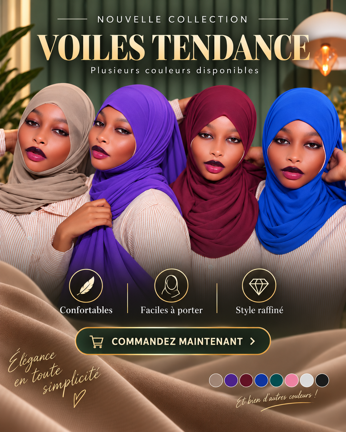 Pack de 6 Voiles Tendance – Élégants, Légers et Faciles à Porter